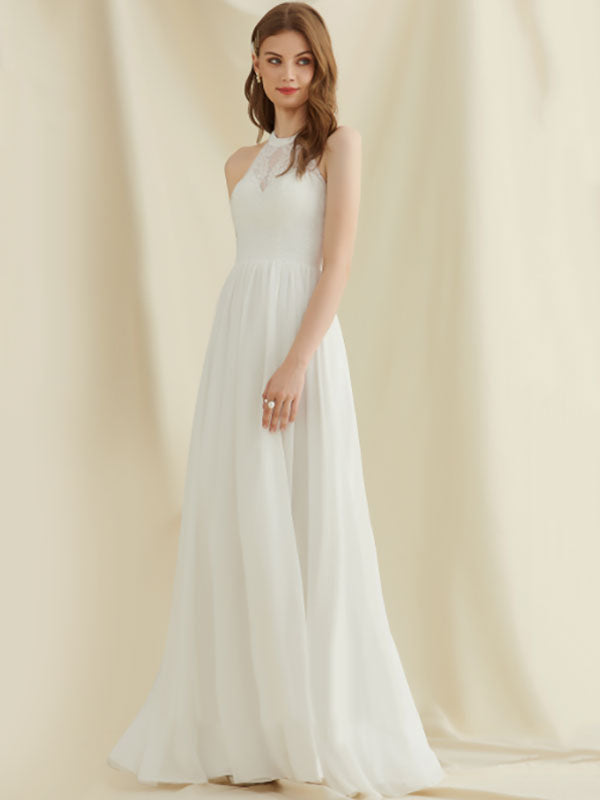 Amazing Evening Dress A-Line Jewel Neck Chiffon Floor-Length Applique Formal Dinner Dresses Party Dress