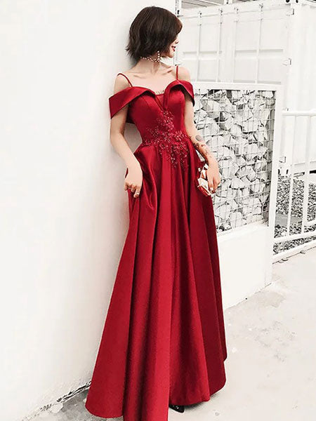 Amazing Evening Dress Charming A-Line Straps Neck Floor-Length Beaded Lace Flowers Formal Party Evening Dresses