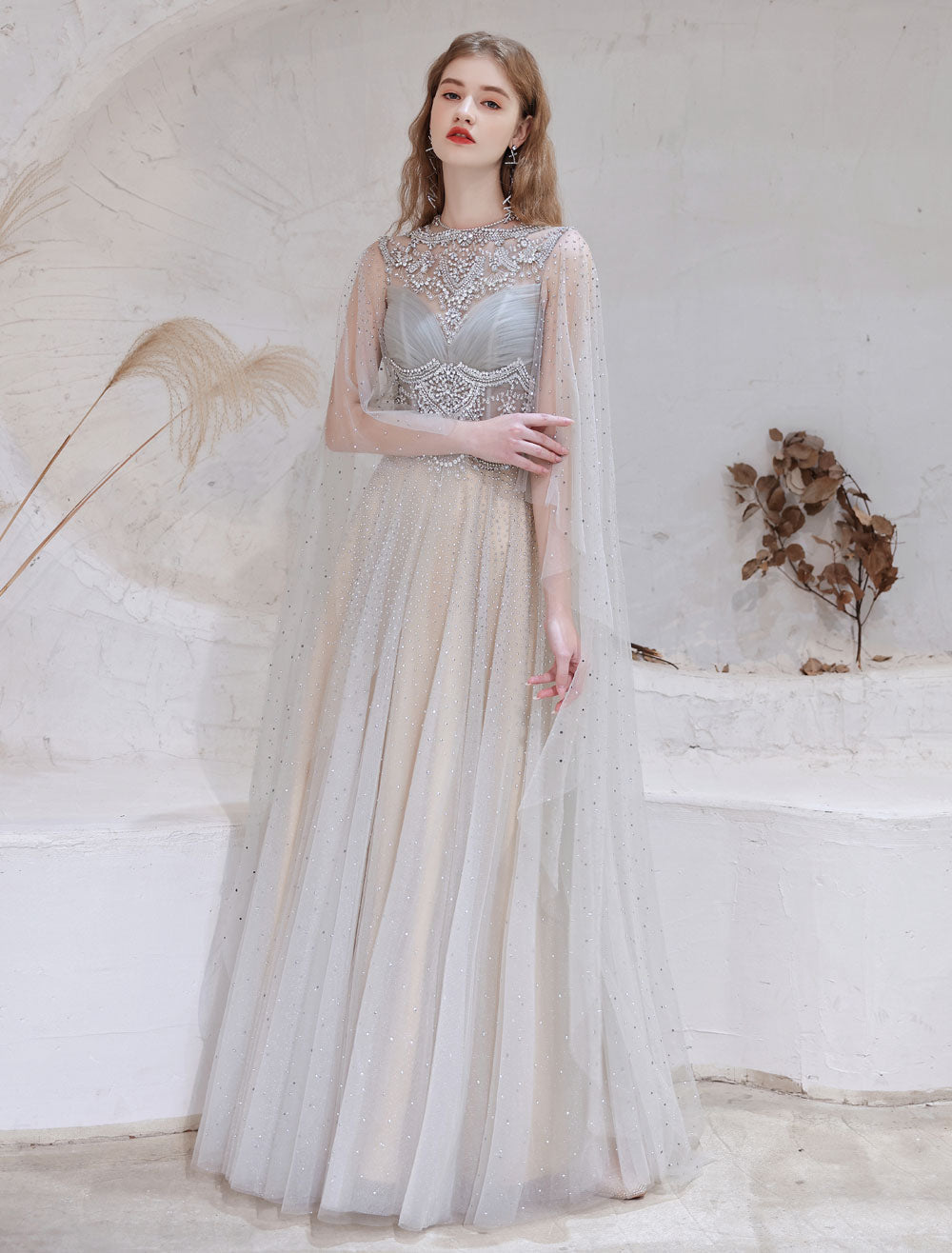 Amazing Evening Dress Light Grey A-Line Jewel Neck Floor-Length Sleeveless Zipper Social Party Dresses Pageant Dress