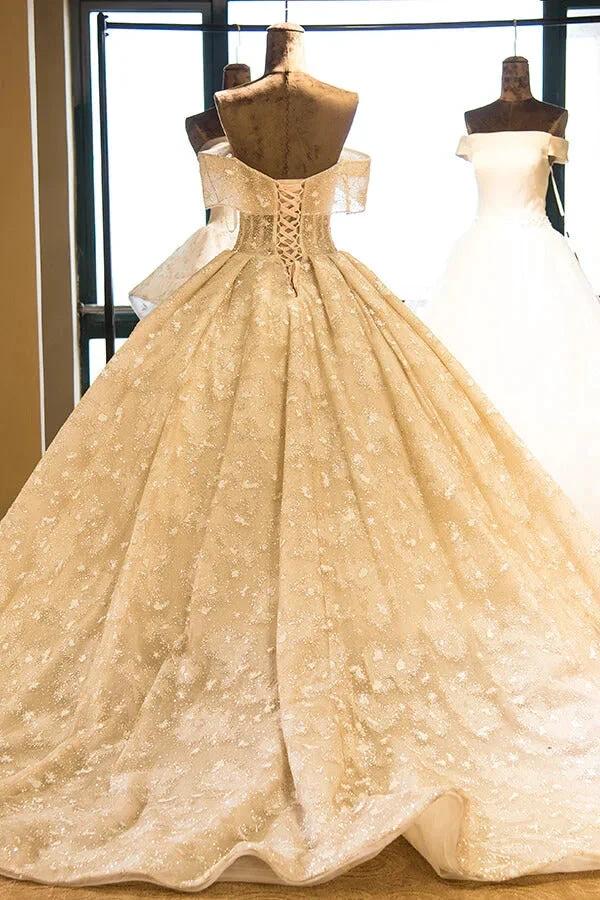 Amazing Strapless Cap sleeves Lace appliques Wedding Dress (ZD13785)