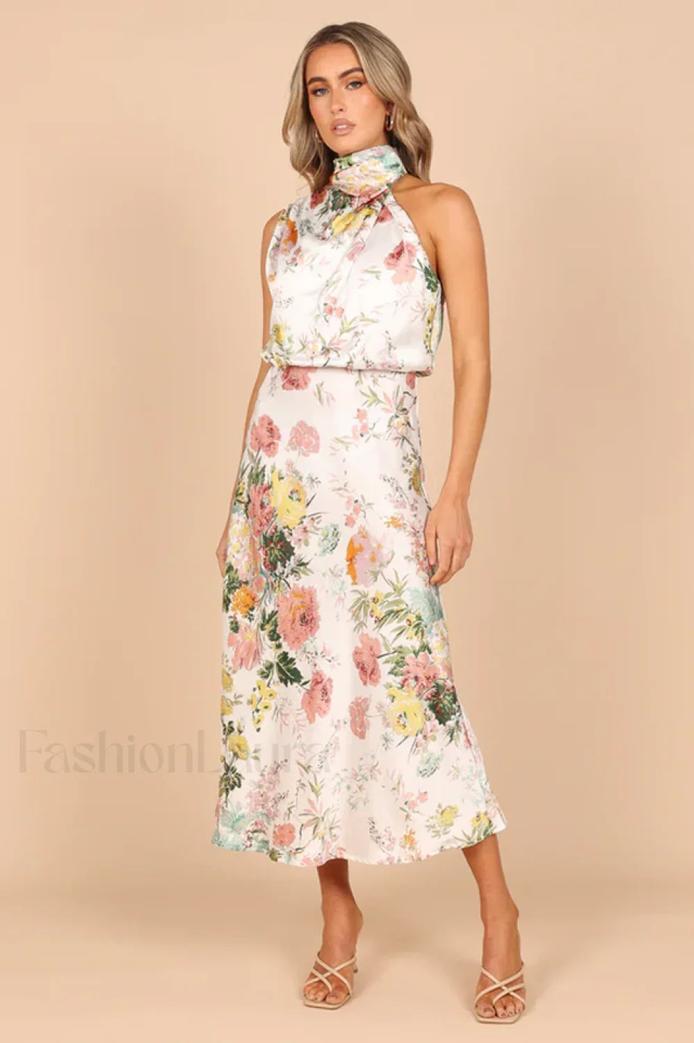 Anabelle Halter Stylish Neck Midi Dress