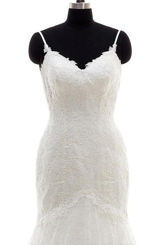 Appliques Spaghetti Strap Mermaid Elegant Wedding Dresses (ZD14741)