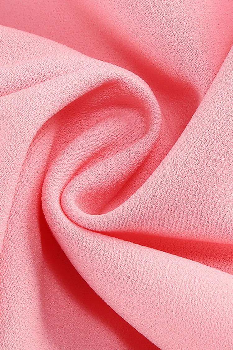 Artistic Crew Neck Backless Rosette Peplum Crepe Party Mini Dress - Fashionpara