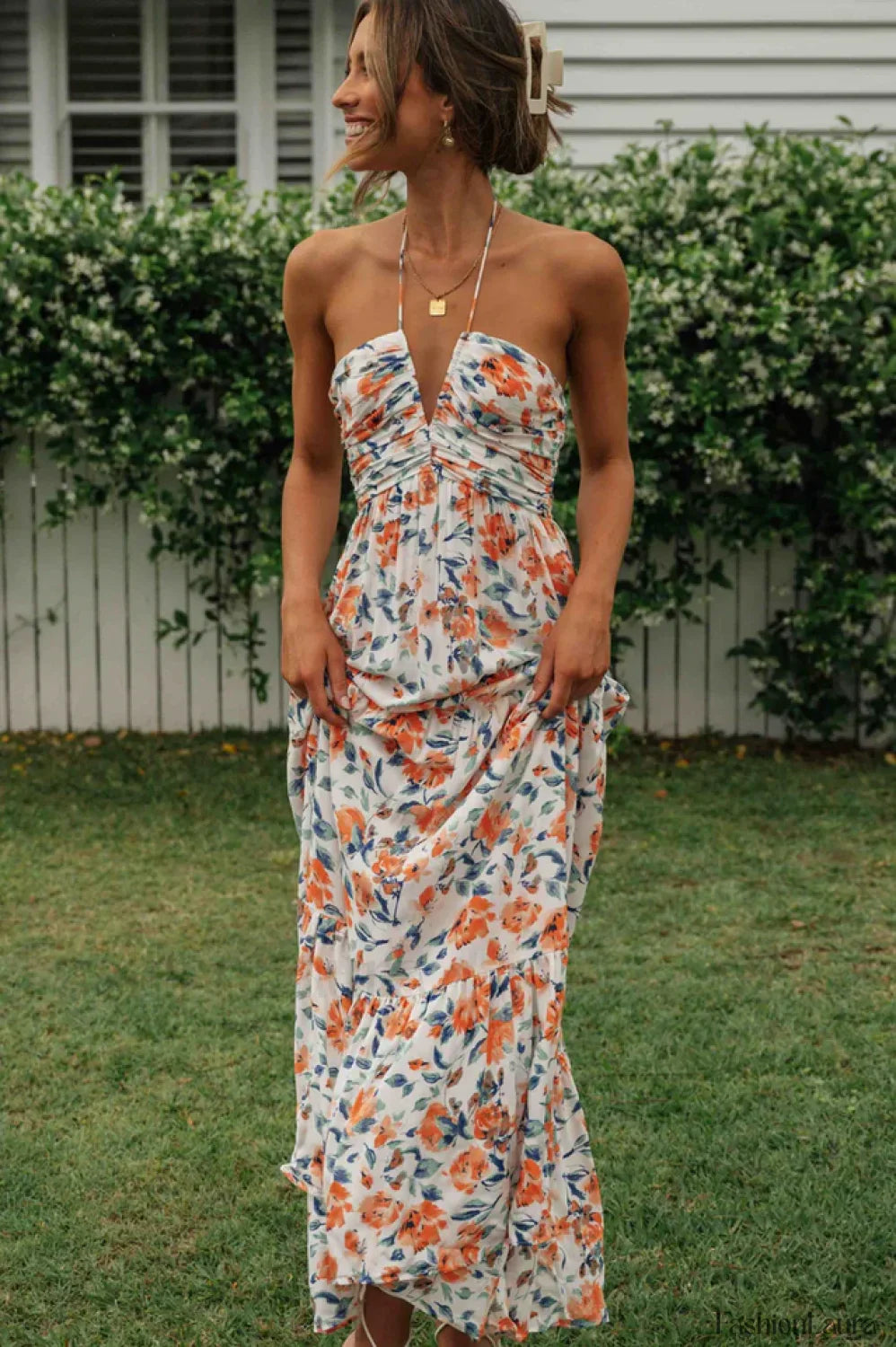 Asiah Halter Stylish Neck Maxi Dress