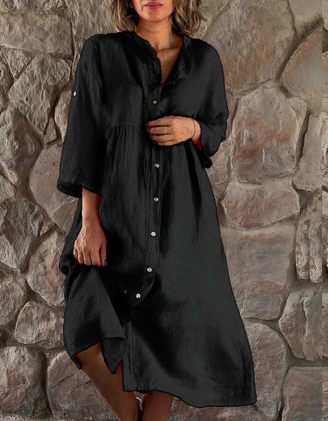 Gabriela Statement Breathable Cotton and Linen Beach Dress Evening Wear Edit