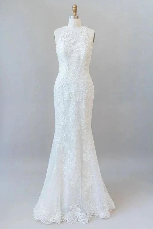 Awesome Illusion Lace Mermaid Elegant Wedding Dresses (ZD14734)
