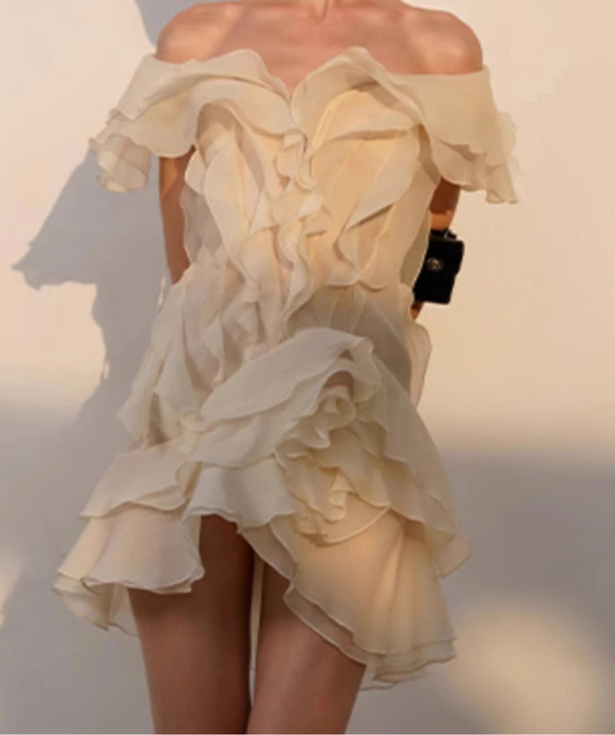 Ruffle Backless Mesh Prom Mini Dress - View 3 | VelvetHem