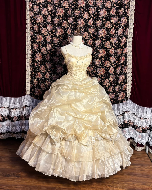 Yellow Sweet 15 Ball Gown Birthday Dress Long Evening Dress For Teens