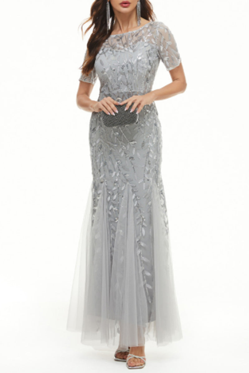 Celebrities Elegant Patchwork Sequins O Neck Evening Dress Dresses - View 12 | VelvetHem