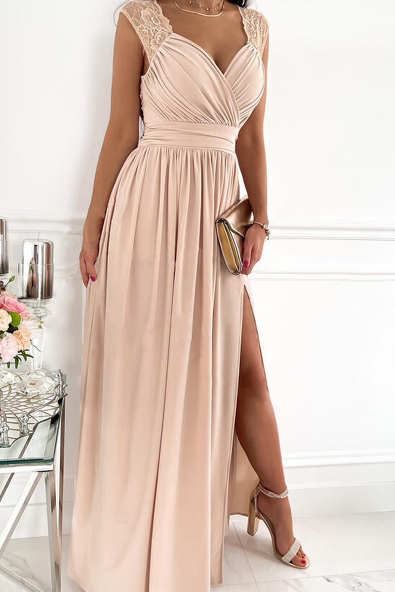 Casual Solid Slit V Neck Evening Dress Dresses(3 Colors) - View 5 | VelvetHem