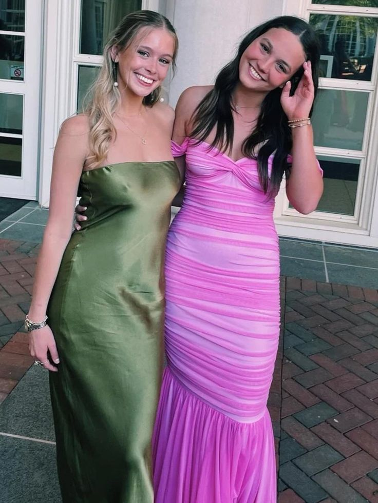 Off Shoulder Pink Ruched Long Dress Mermaid Formal Dress J8796