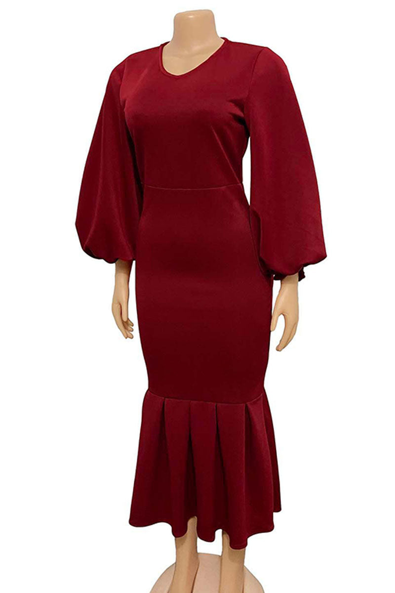 Elegant Solid Patchwork V Neck Evening Dress Dresses(4 Colors)) - View 10 | VelvetHem