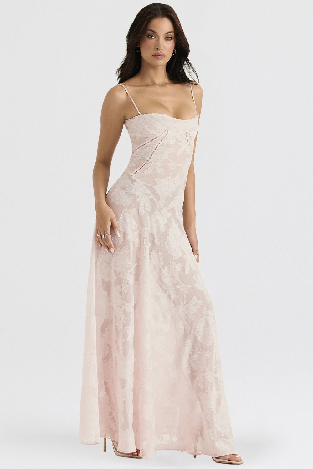 Lace Tie - Strap Romantic Maxi Dress