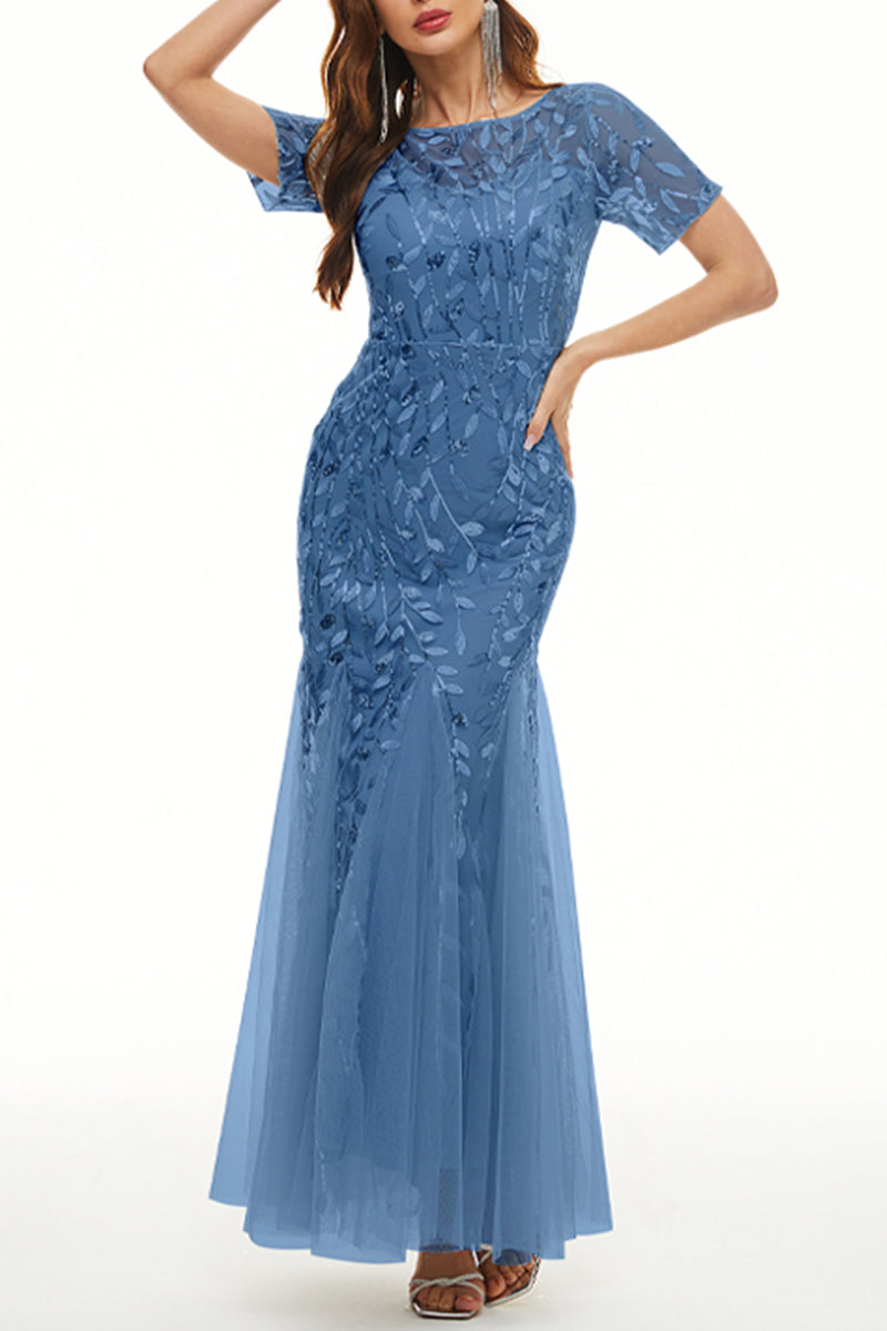 Celebrities Elegant Patchwork Sequins O Neck Evening Dress Dresses - View 7 | VelvetHem