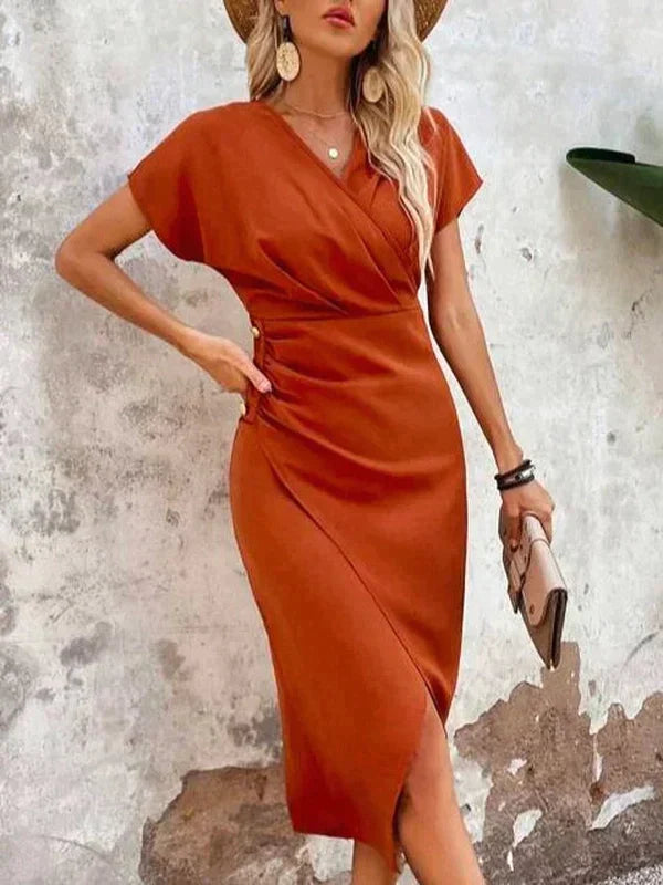 Abigail Exclusive Chic Midi Dress with a V Neck Evening Wear Edit