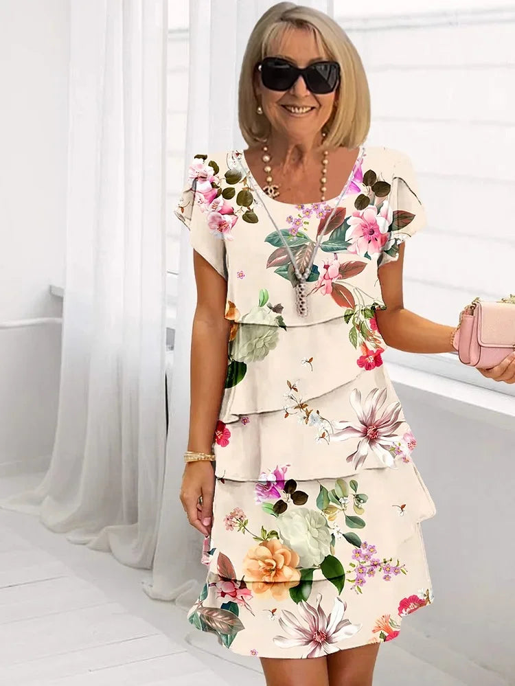 Úrsula Chic Pleated Floral Print Ruched Dress Designer Edit