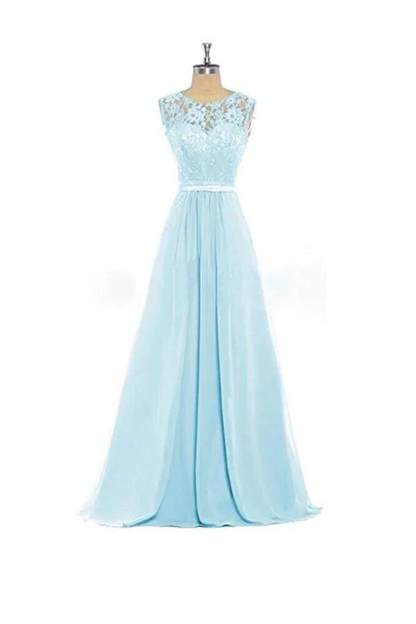Baby Blue Lace Tank Bridesmaid Dresses For Wedding Party (ZD13191)