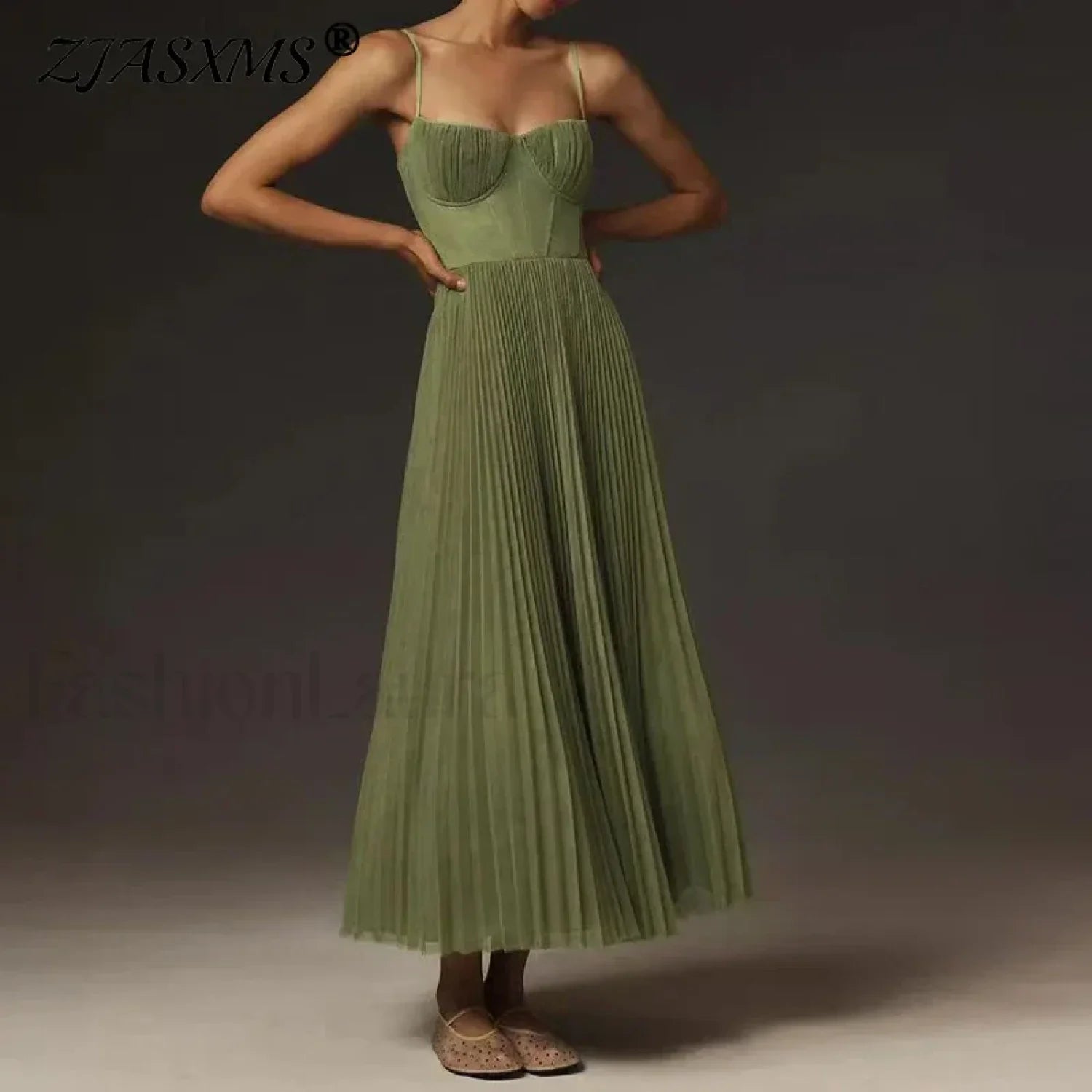 Backless Lace-Up Spaghetti Midi Dress