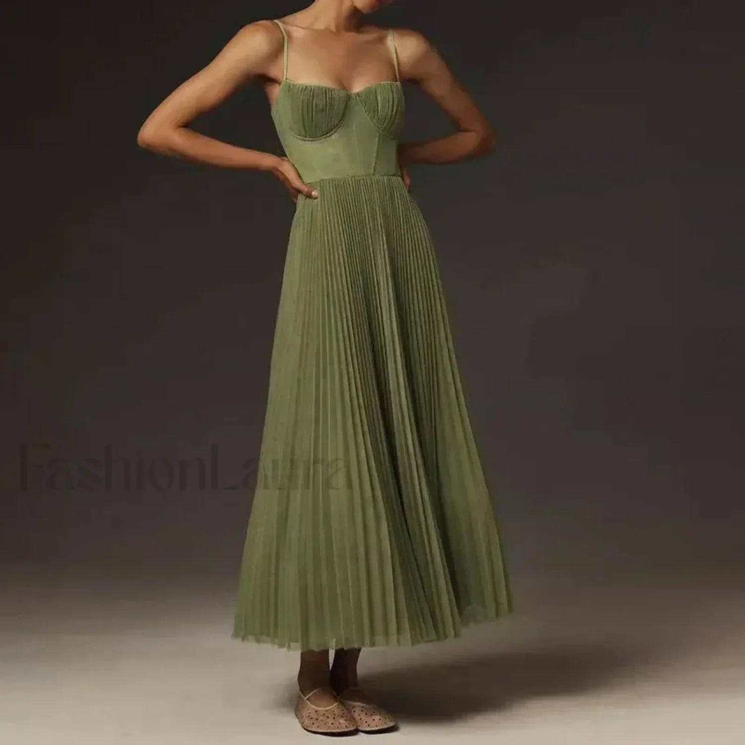 Backless Lace-Up Spaghetti Midi Dress