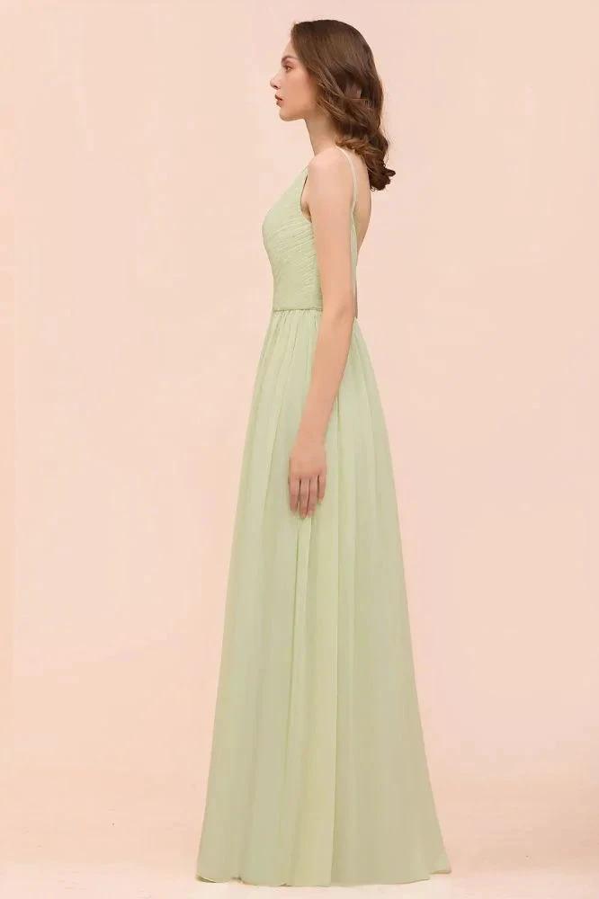 Backless Sage Bridesmaid Dress Floor Length Spring /Summer Maid of honor Dress (ZD12983)