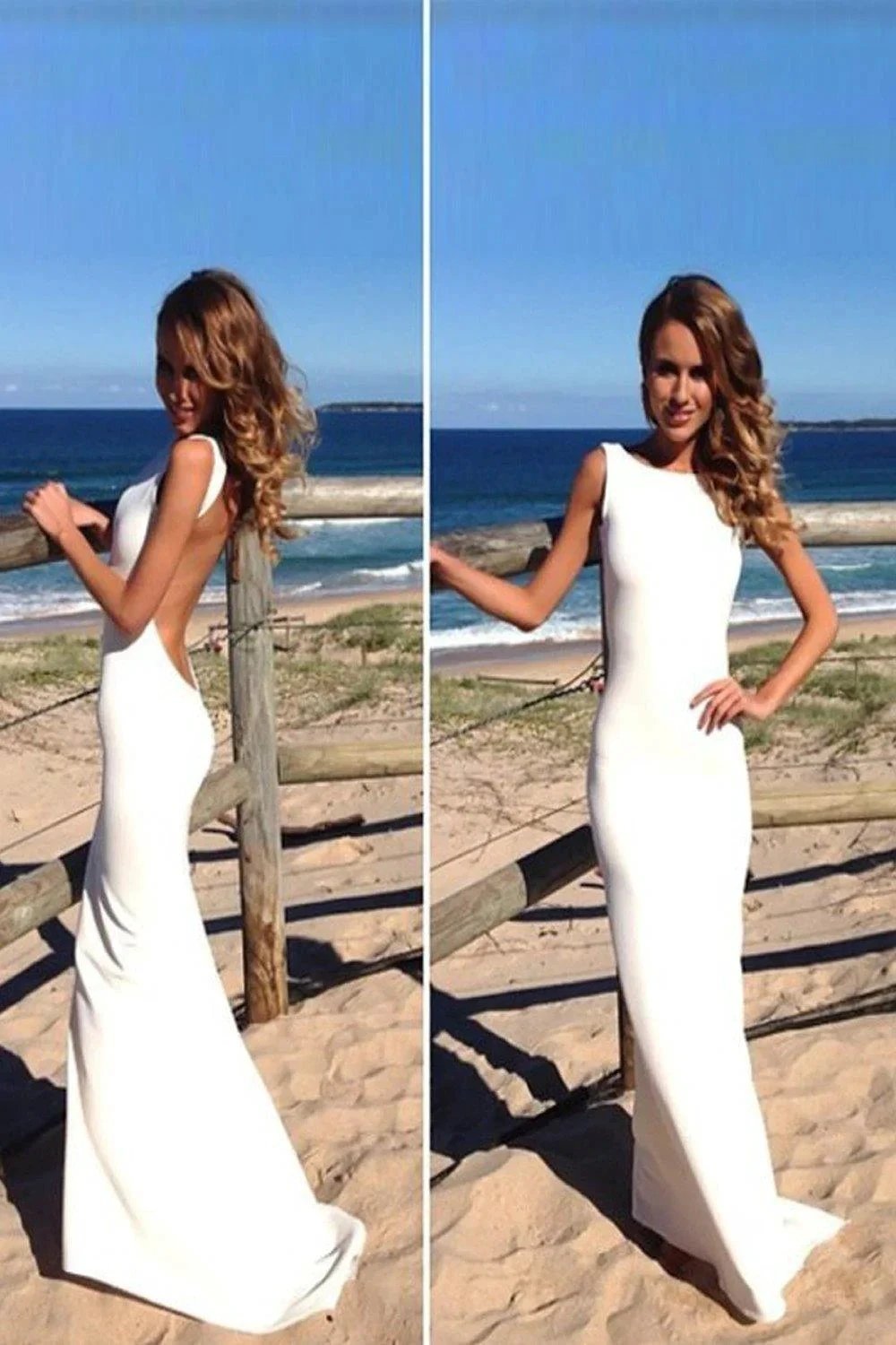 Backless Sheath Chiffon Long Prom Dresses Evening Dresses  PG 234 (ZD15482)