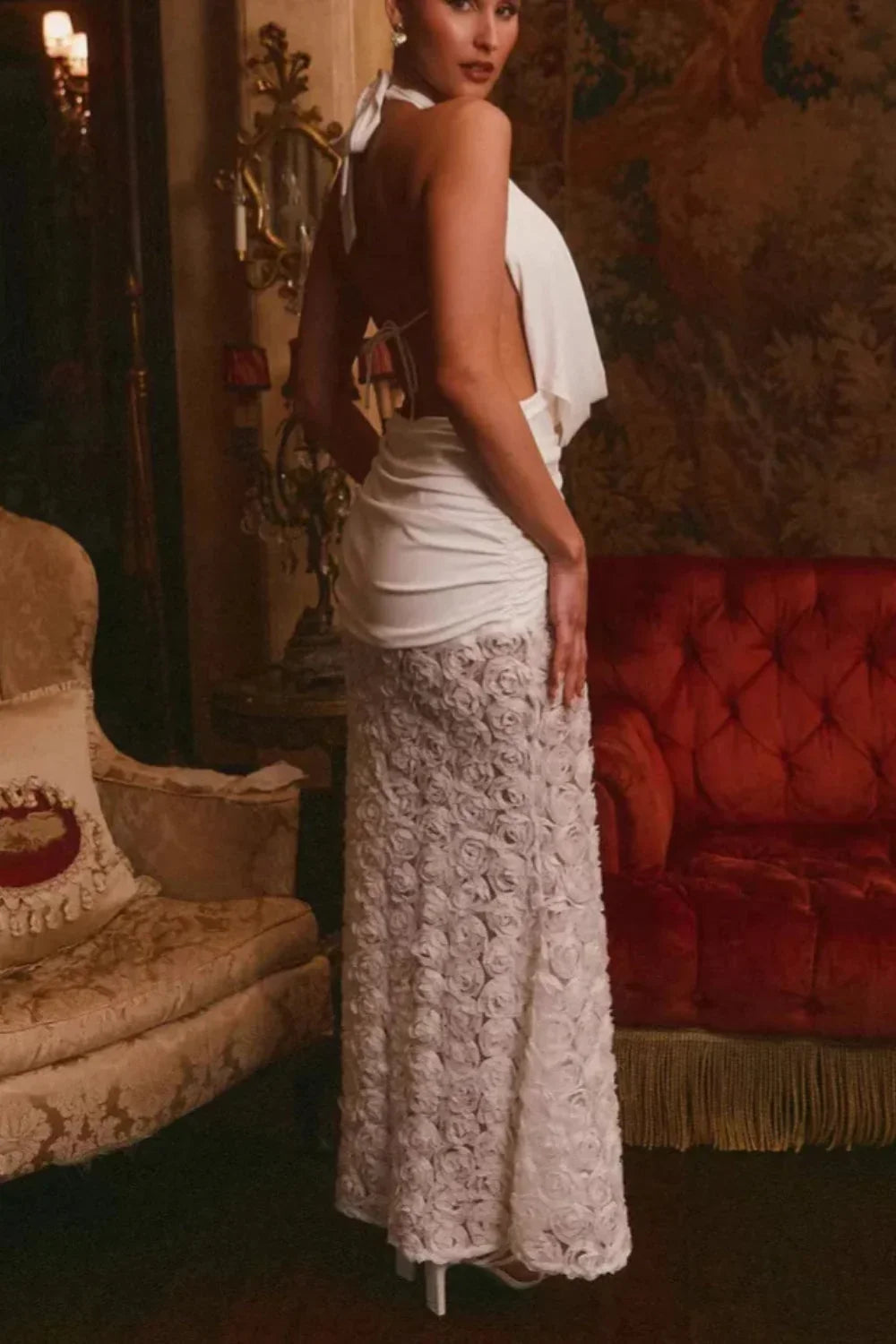 Backless Strappy 3d Modern Dress for Comfort Fit Design