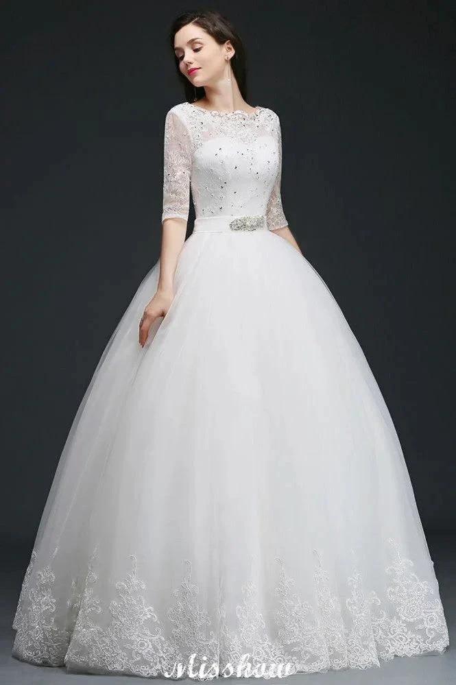 Ball Gown Floor Length Tulle Glamorous Wedding Dresses with Lace (ZD13936)