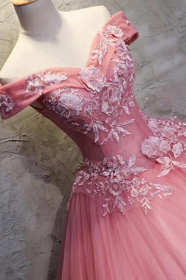 Ball Gown Off-the-Shoulder  Tulle Wedding Dress With Appliques (ZD16333)