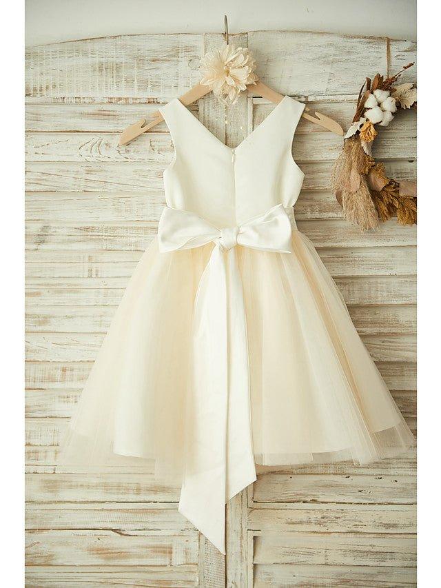 Ball Gown Satin Tulle Wedding Birthday Pageant Flower Girl Dresses - View 2 | VelvetHem