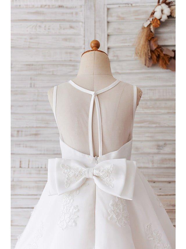 Ball Gown Tulle Sleeveless Jewel Neck Wedding Birthday Flower Girl Dresses - View 3 | VelvetHem