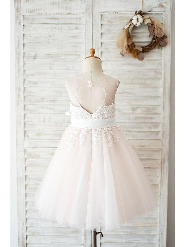 Ball Gown Tulle Sleeveless Jewel Neck Wedding Party Flower Girl Dresses - View 2 | VelvetHem
