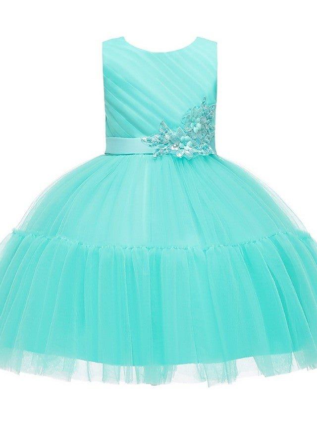 Ball Gown Tulle Sleeveless Jewel Neck Wedding Party Flower Girl Dresses - View 7 | VelvetHem