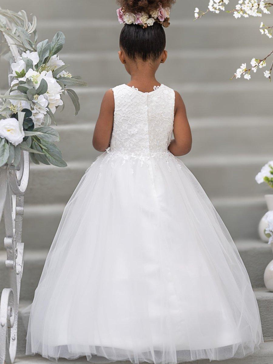 Ball-Gown/Princess Satin Tulle Floor-length Flower Girl Dress