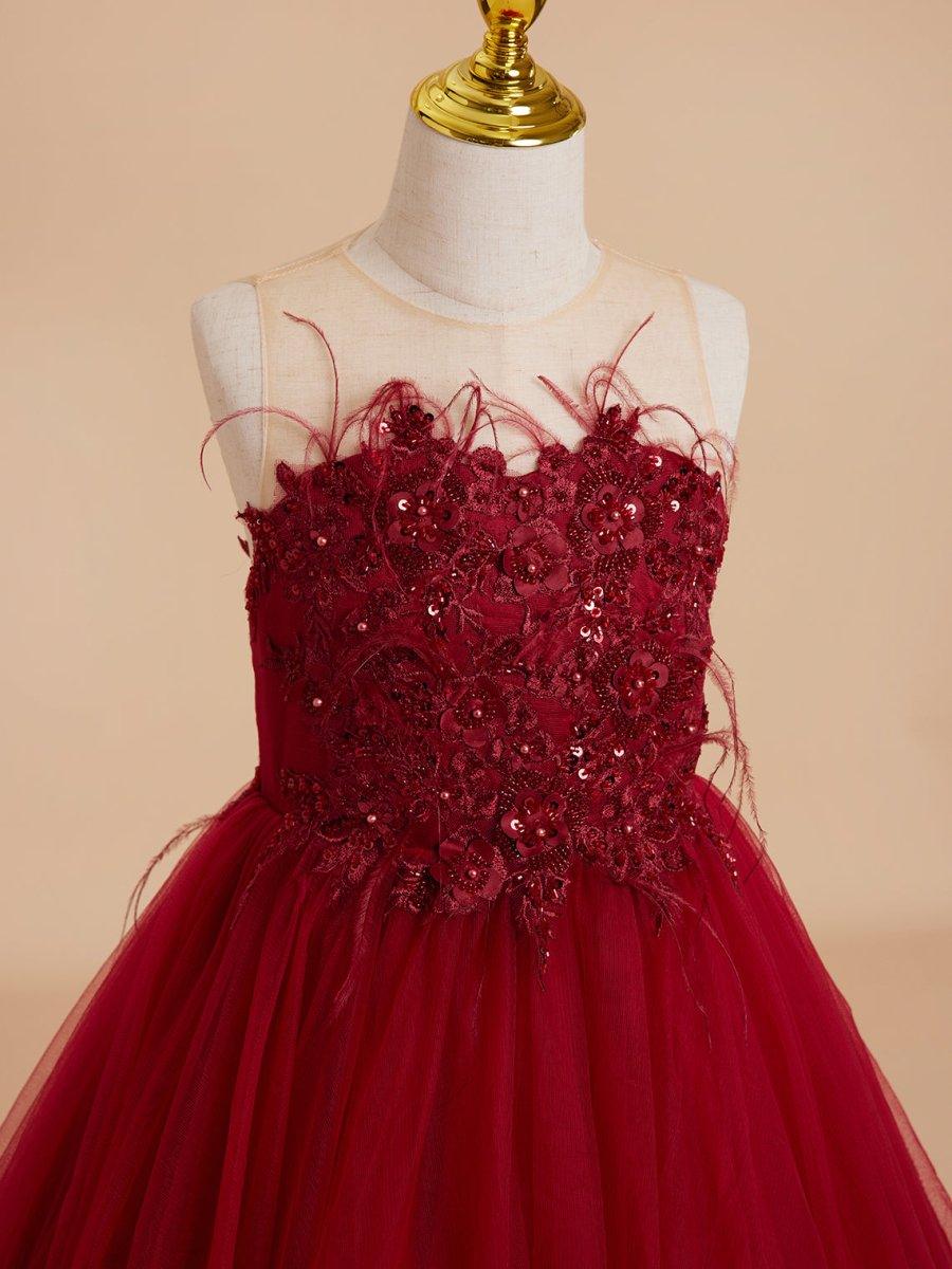 Ball-Gown/Princess Tulle Sweep Train Flower Girl Dress