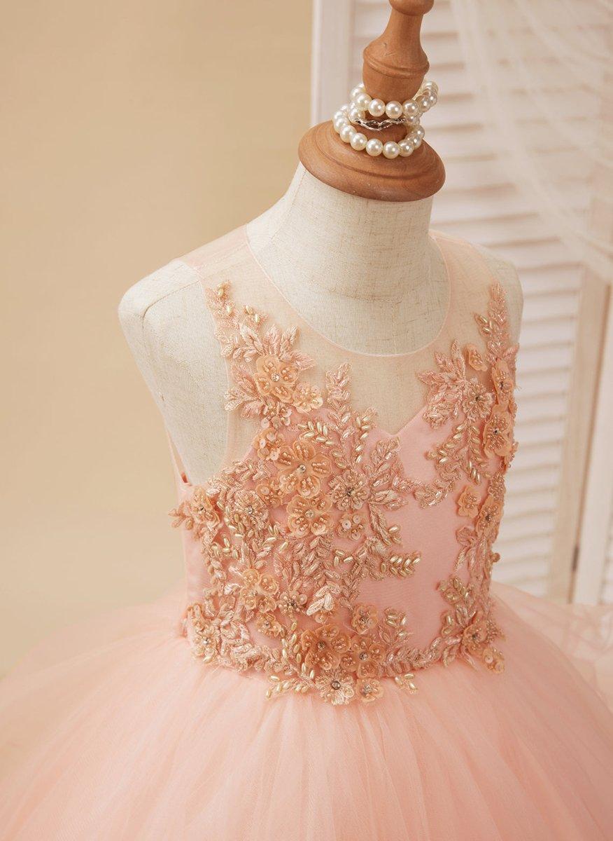 Ball-Gown/Princess Tulle Sweep Train Flower Girl Dress
