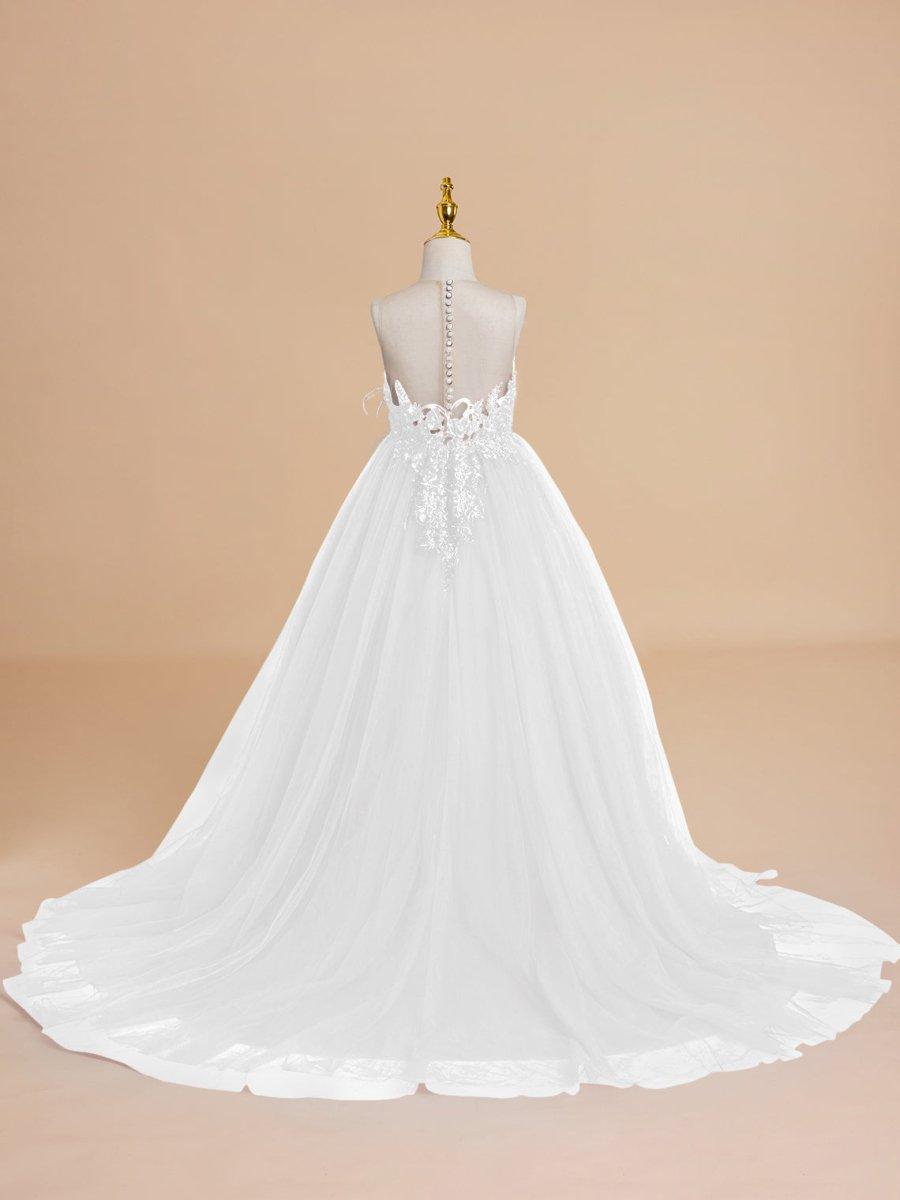 Ball-Gown/Princess Tulle Sweep Train Flower Girl Dress