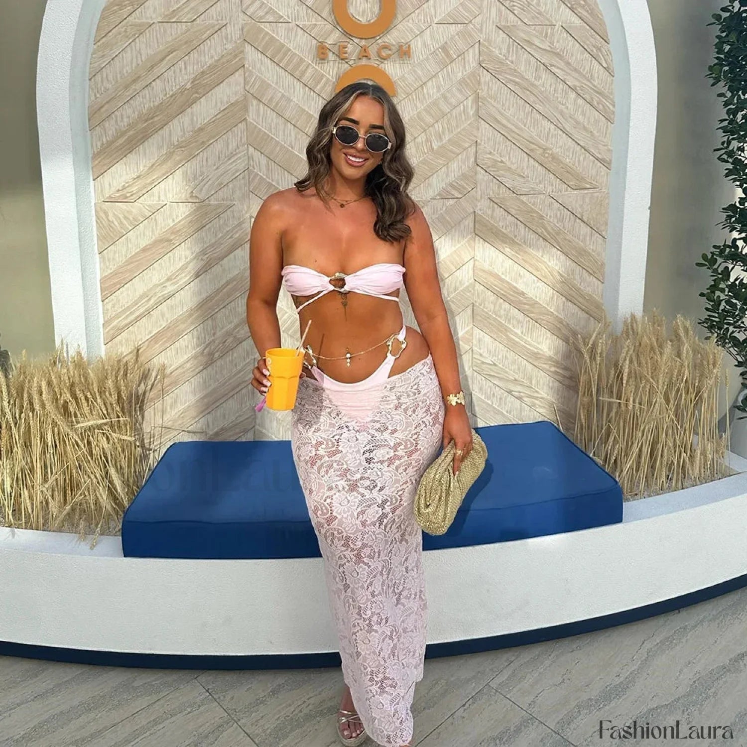 Bandeau Long Dress Bikini Three Piece Set