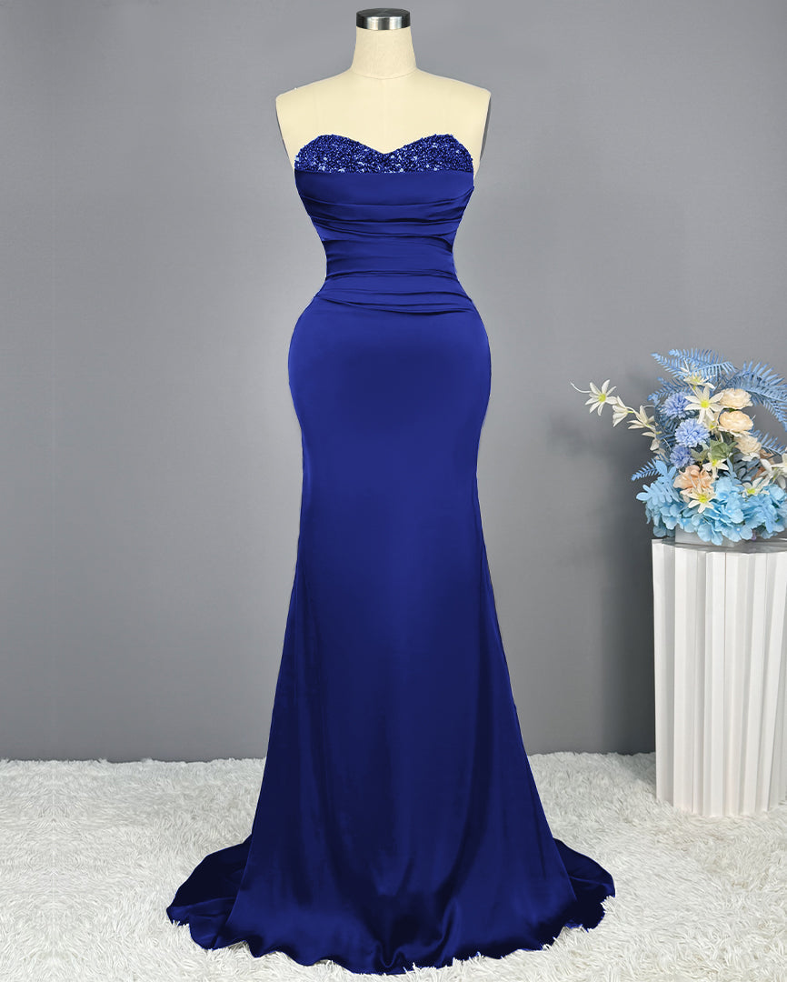 Sleeveless Mermaid Long Prom Gown with Sequined Sweetheart - View 12 | VelvetHem