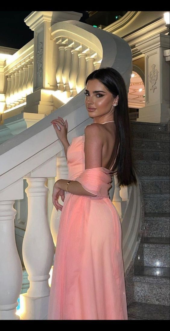 Sexy Halter Sleeveless Pink Long Prom Dress Party Evening Dress Y7523 - View 2 | VelvetHem