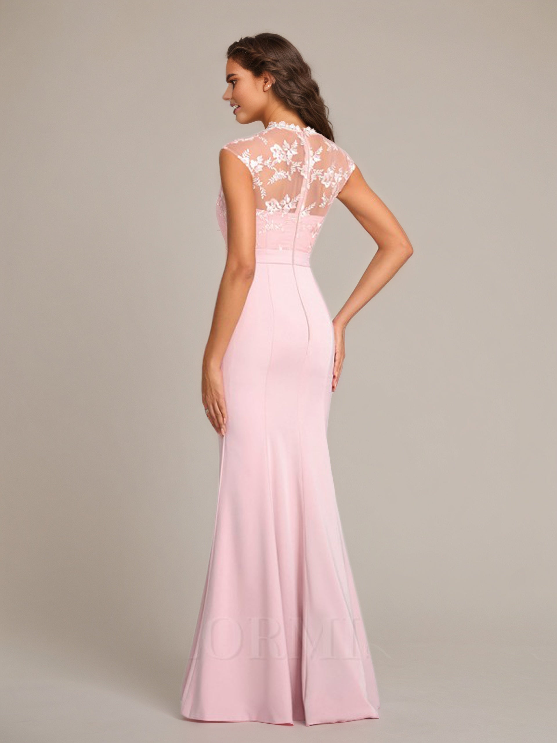 Petal Trumpet/Mermaid High Neck Floor-Length Sleeveless Stretch Crepe Bridesmaid Dress