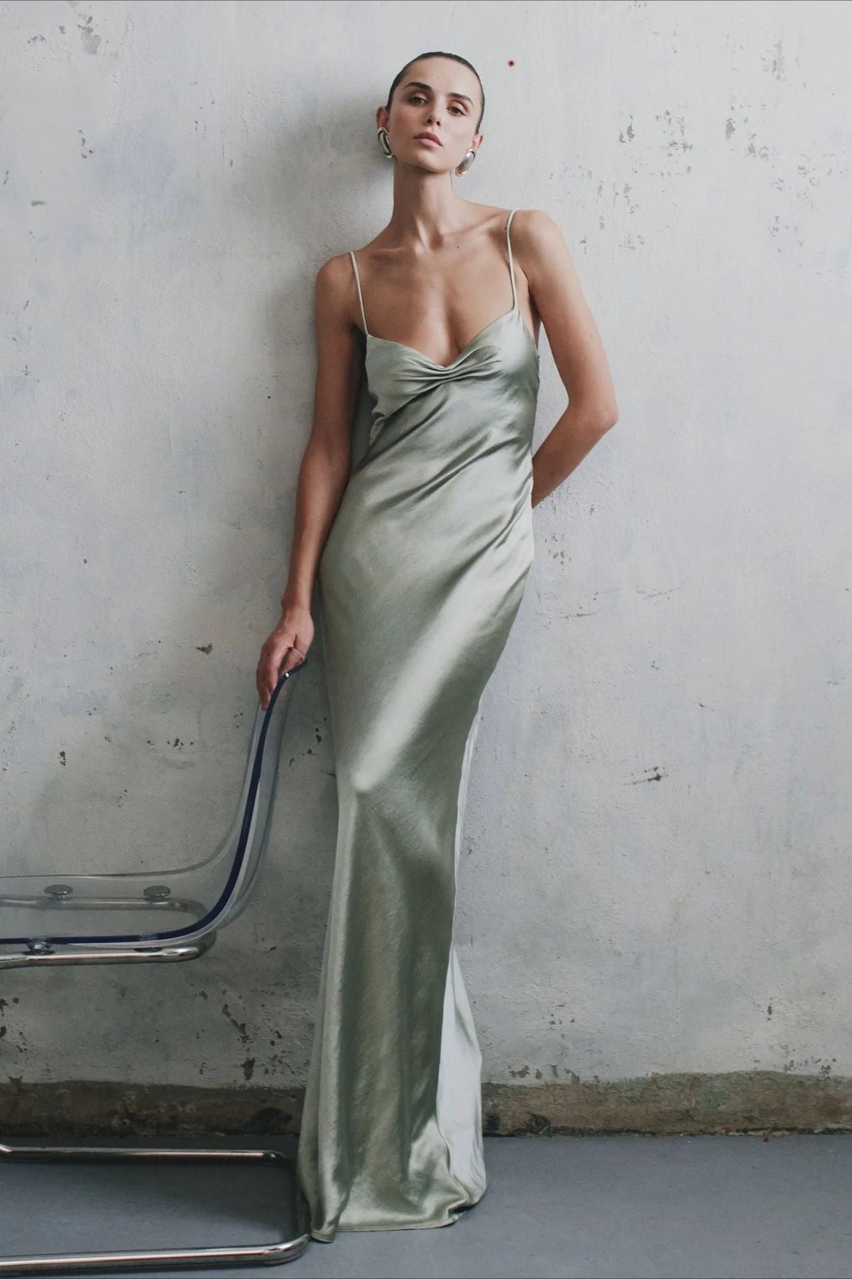 Draped Maxi Silk Dress - View 5 | VelvetHem