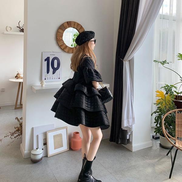 Plaid Dress Fashion New Women Black Perter Pan Collar Small Fresh 2020 Winter Goddess Fan Casual Loose Dress