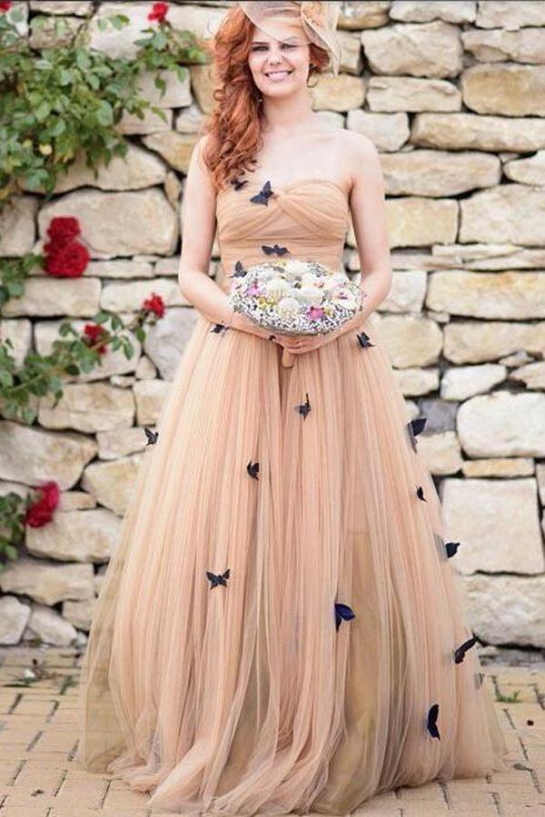Beautiful Butterfly Wedding Dresses Sweetheart Ruffles Bridal Gown (ZD15327)