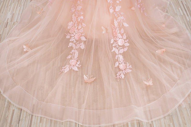 Beautiful Long Ball Gown Tulle Appliques Lace Flower girl dress - View 7 | VelvetHem