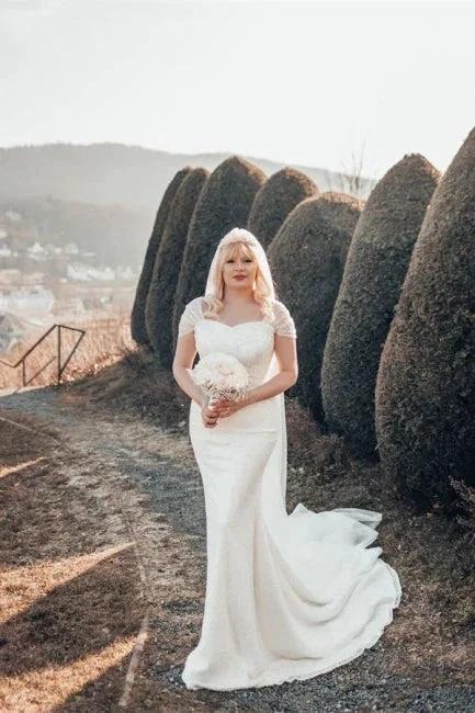 Beautiful Long Glitter Off-the-shoulder Sequined Mermaid Wedding Dress (ZD14917)