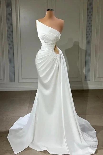 Beautiful Long White A-line Sleeveless Beading Wedding Dresses (ZD14947)