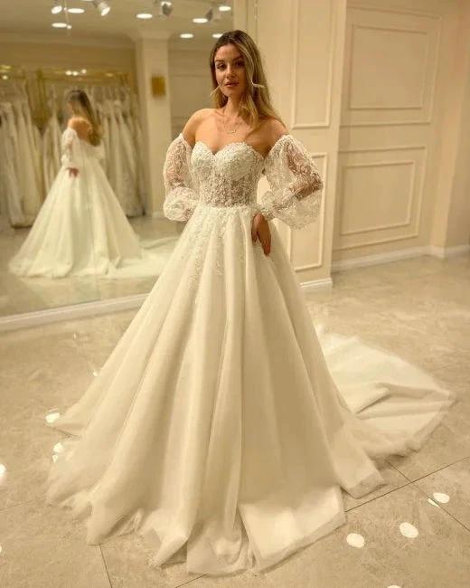 Beautiful Off-the-shoulder A-Line Wedding Dresses with Lace (ZD14704)