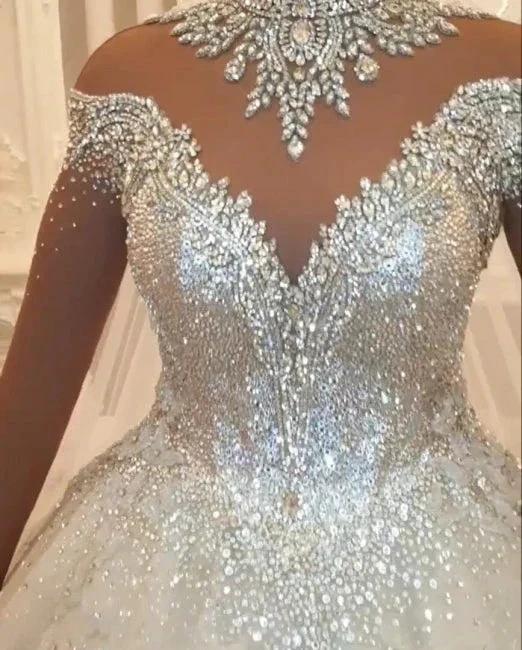 Beautiful Princess A-line Jewels Lace Wedding Dresses With Long Sleeves (ZD14829)