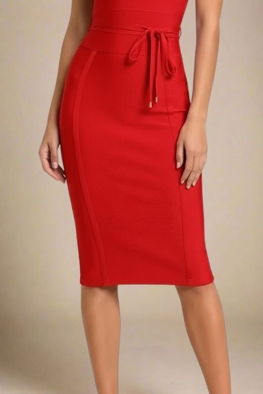 Bek Bandage Dress - Lipstick Red