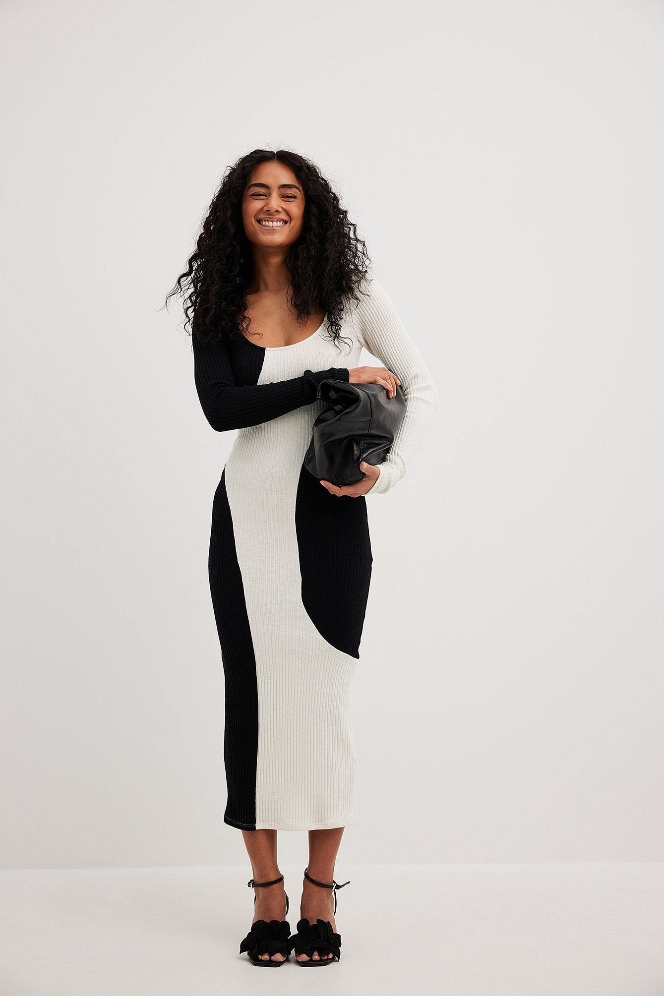 Exclusive Xiomara Contrast Knit Midi Dress Elevated Occasion Wear